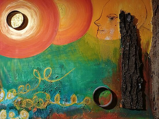 Experimentelles malen mit Spachtel und Acrylfarben